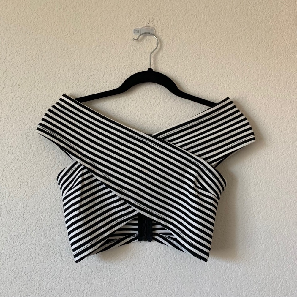 UO Criss-Cross Striped Crop Top